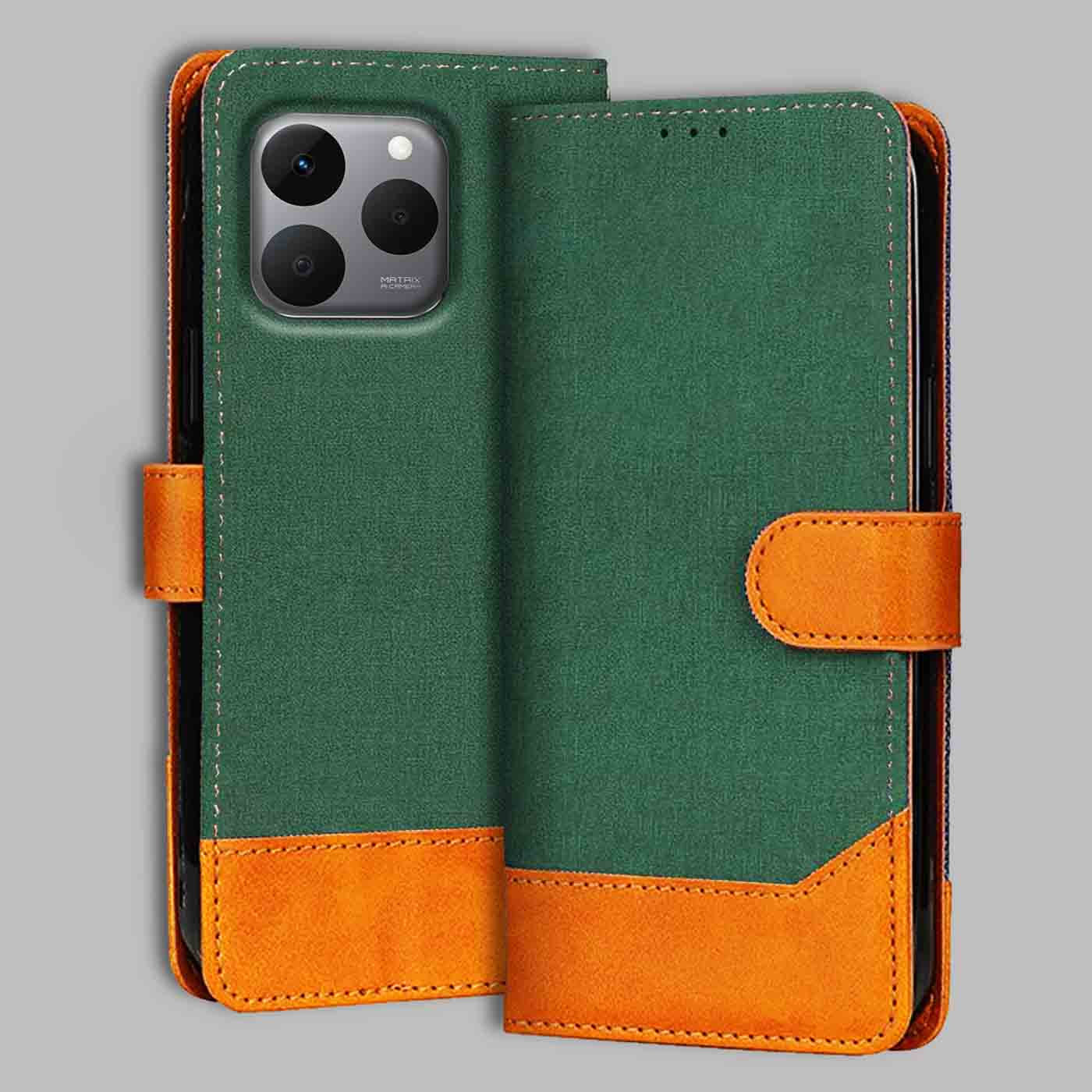 Realme 15T 5G flip cover in Green — front view by Accesorios