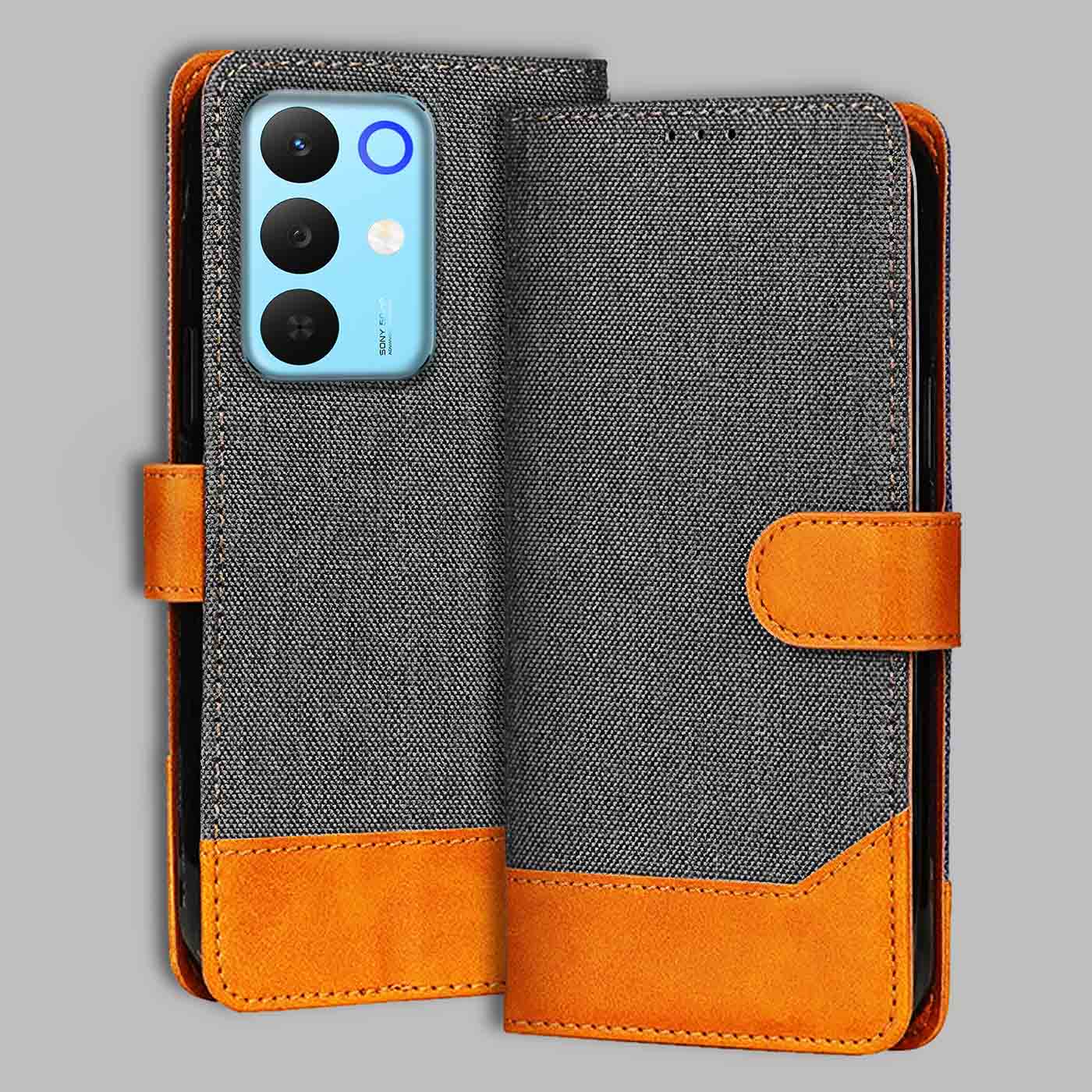 Accesorios Realme 15X 5G denim flip cover – Grey – Image 1 #color_