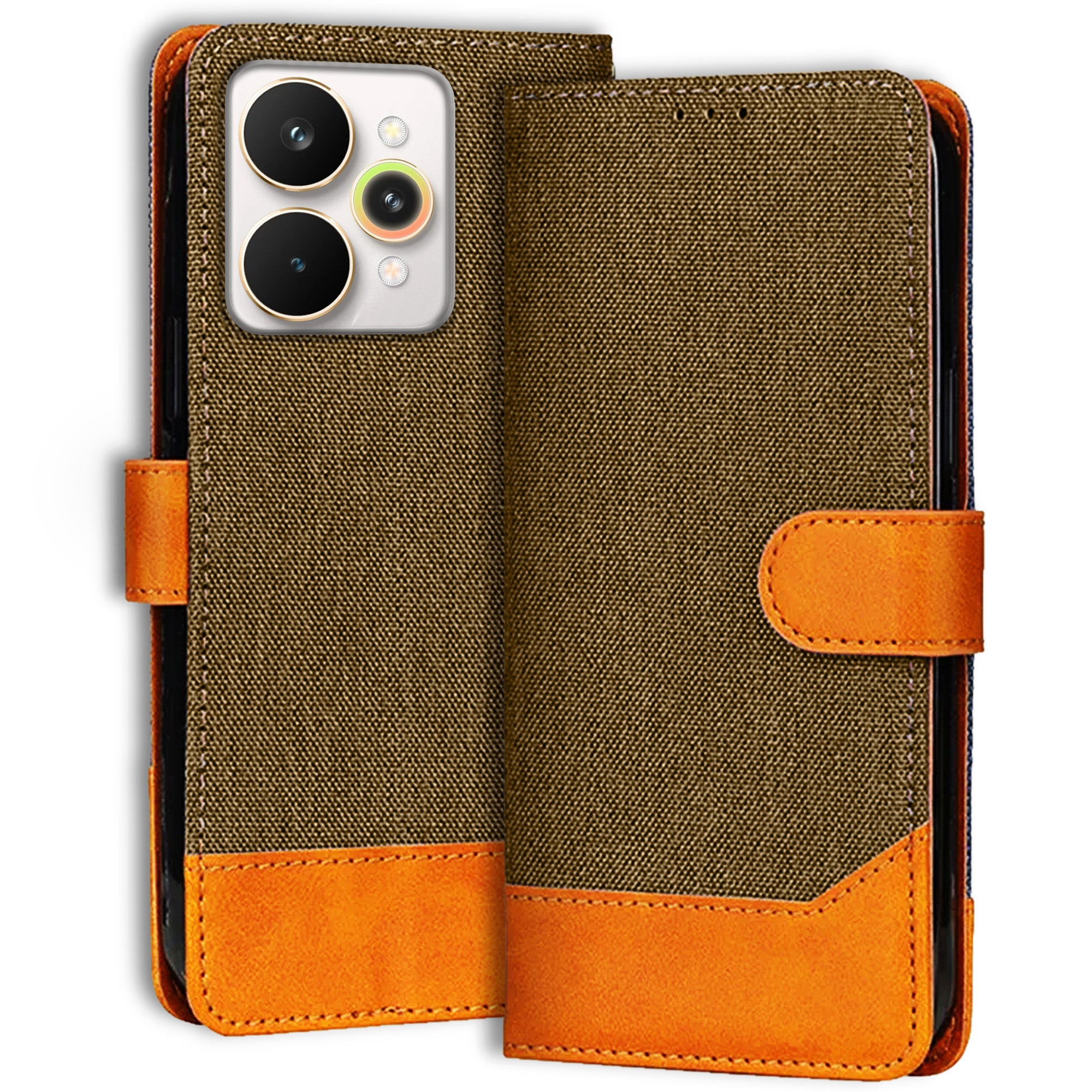 Accesorios Realme 15 Pro 5G denim flip cover – Dark Brown – Image 1 #color_dark brown