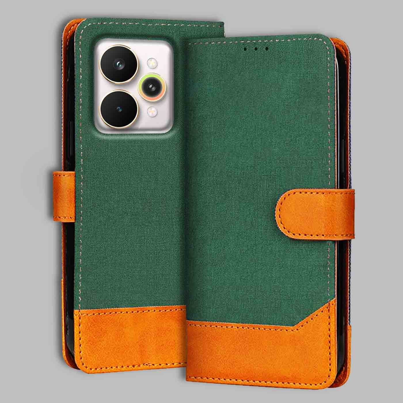 Realme 15 Pro 5G flip cover in Green — front view by Accesorios