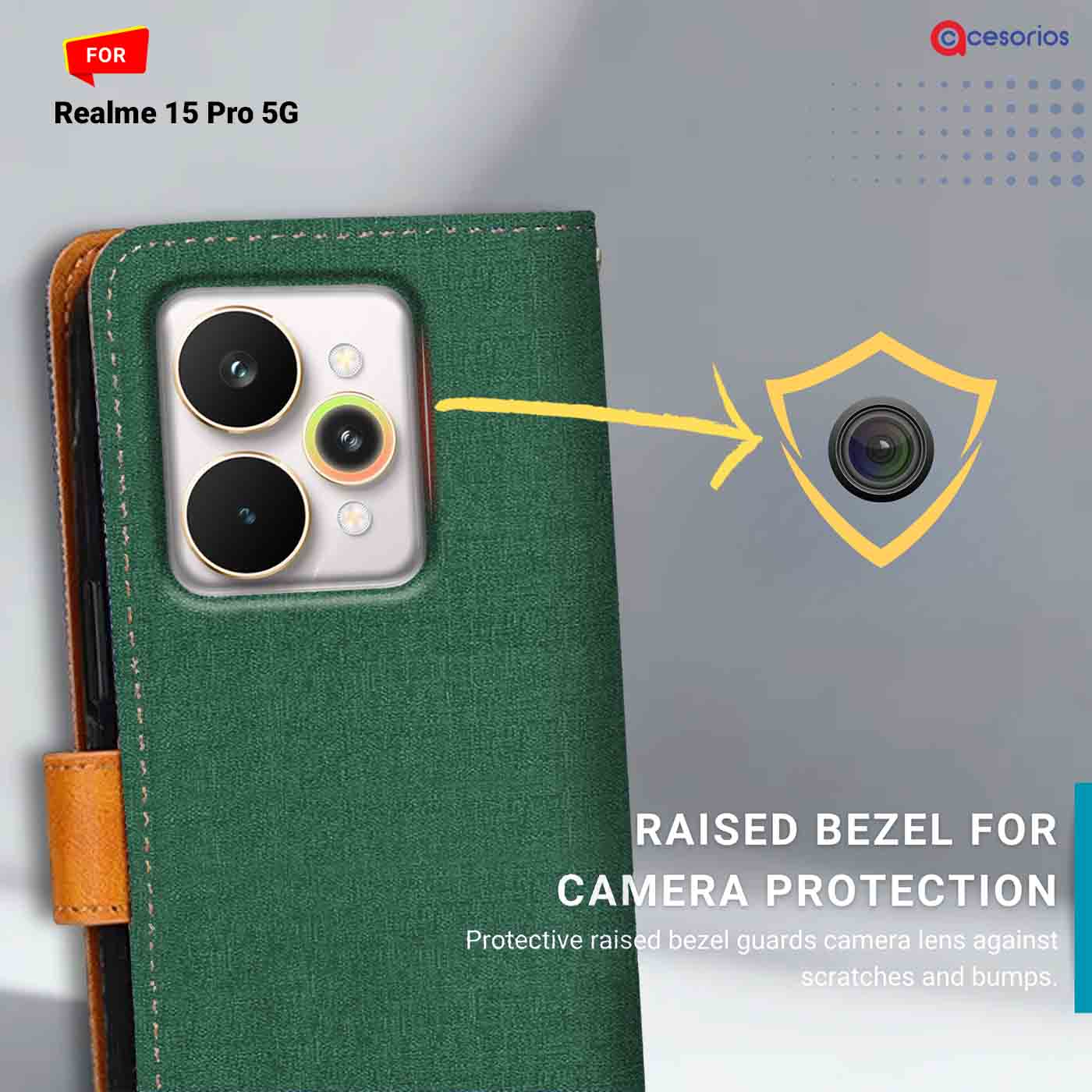 Accesorios Realme 15 Pro 5G denim flip cover – Green – Image 2 #color_g
