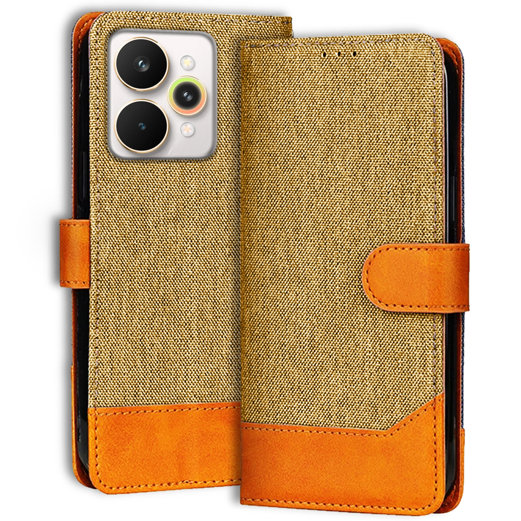 Accesorios Realme 15 Pro 5G denim flip cover – Light Brown – Image 1 #color_light brown