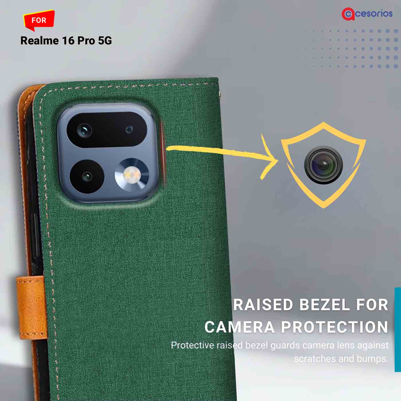 Canvas & Suede back panel — Realme 16 Pro 5G in Green mobile case