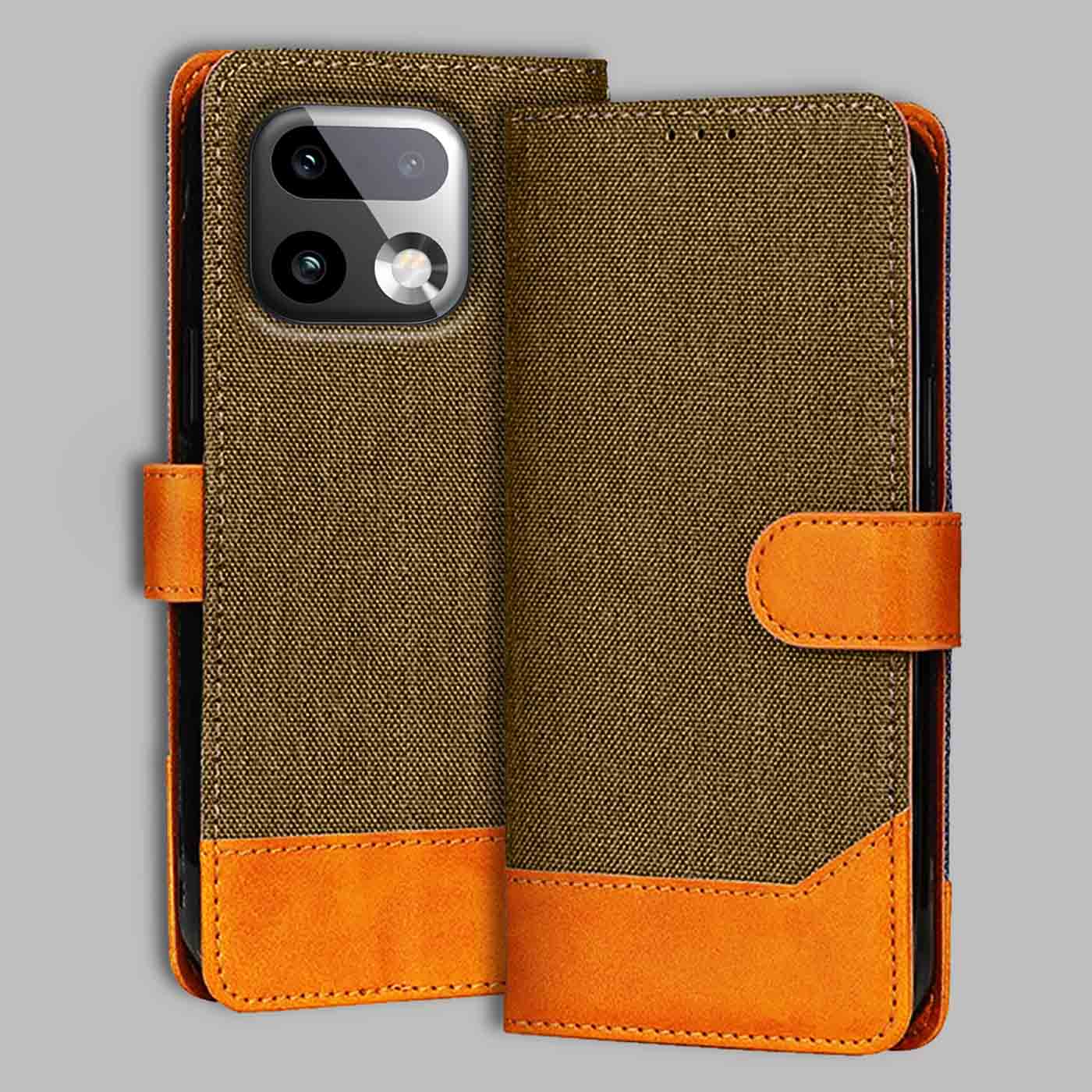 Realme 16 Pro Plus 5G flip cover in Dark Brown — front view by Accesorios