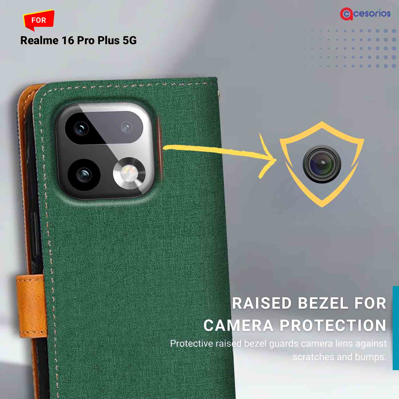 Canvas & Suede back panel — Realme 16 Pro Plus 5G in Green mobile case