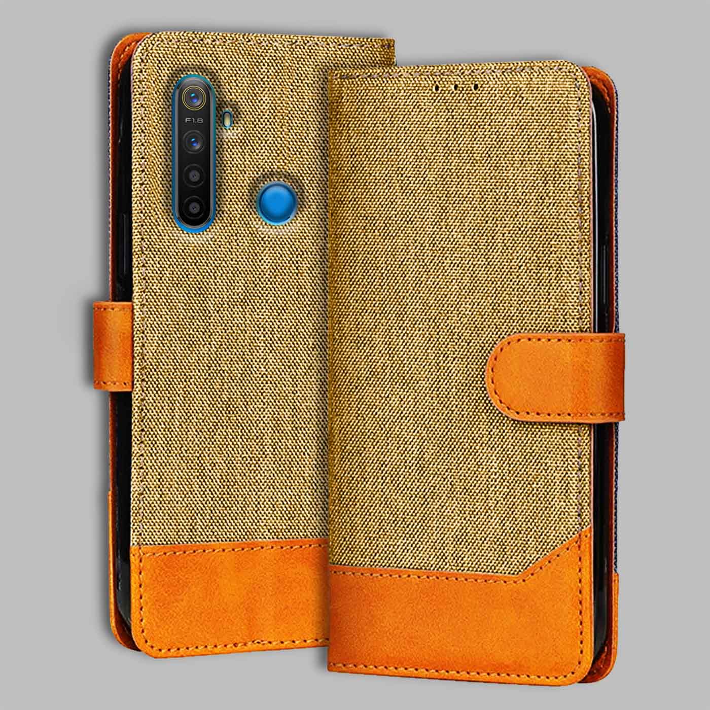 Accesorios Realme 5 denim flip cover – Light Brown – Image 1 #color_light b