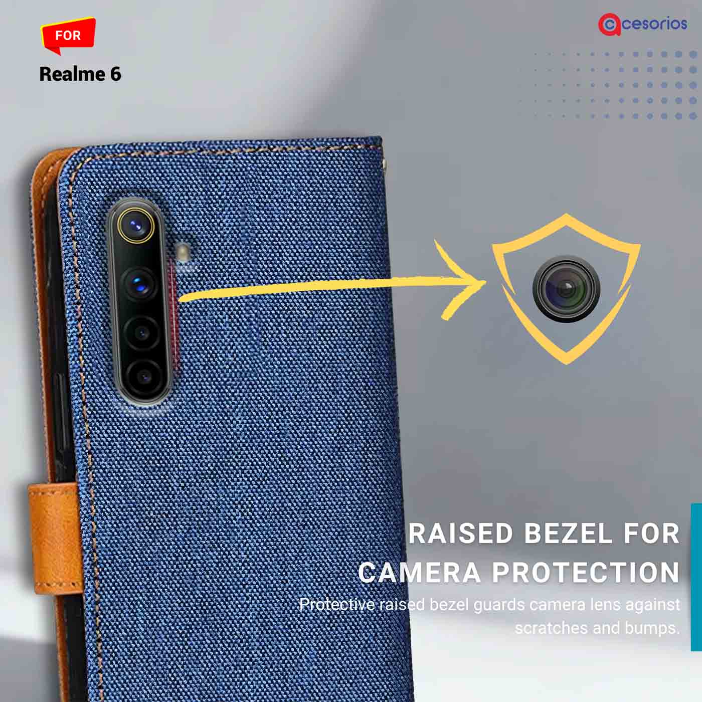 Accesorios Realme 6 denim flip cover – Blue – Image 2 #color_