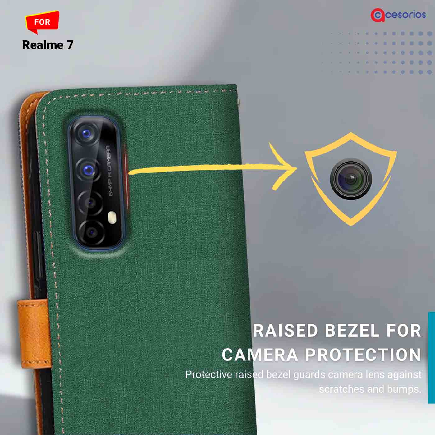 Canvas & Suede back panel — Realme 7 in Green mobile case
