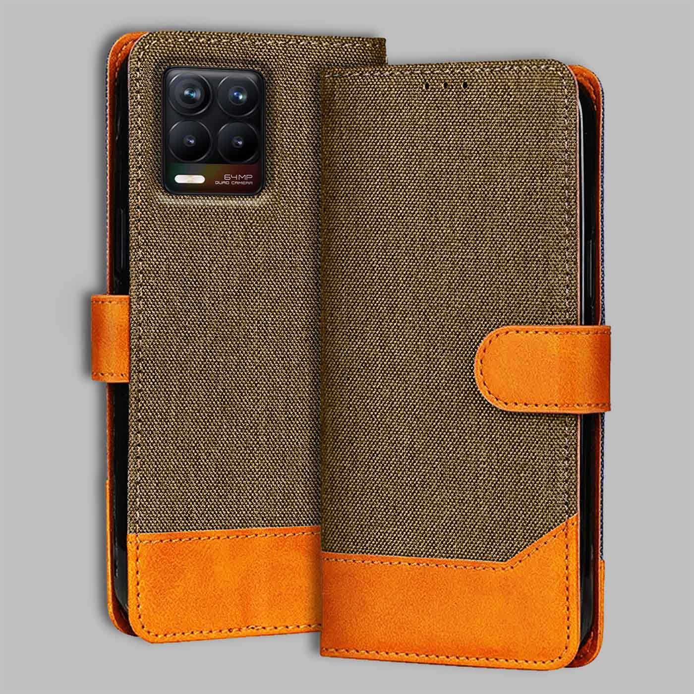 Accesorios Realme 8 4G denim flip cover – Dark Brown – Image 1 #color_dark b