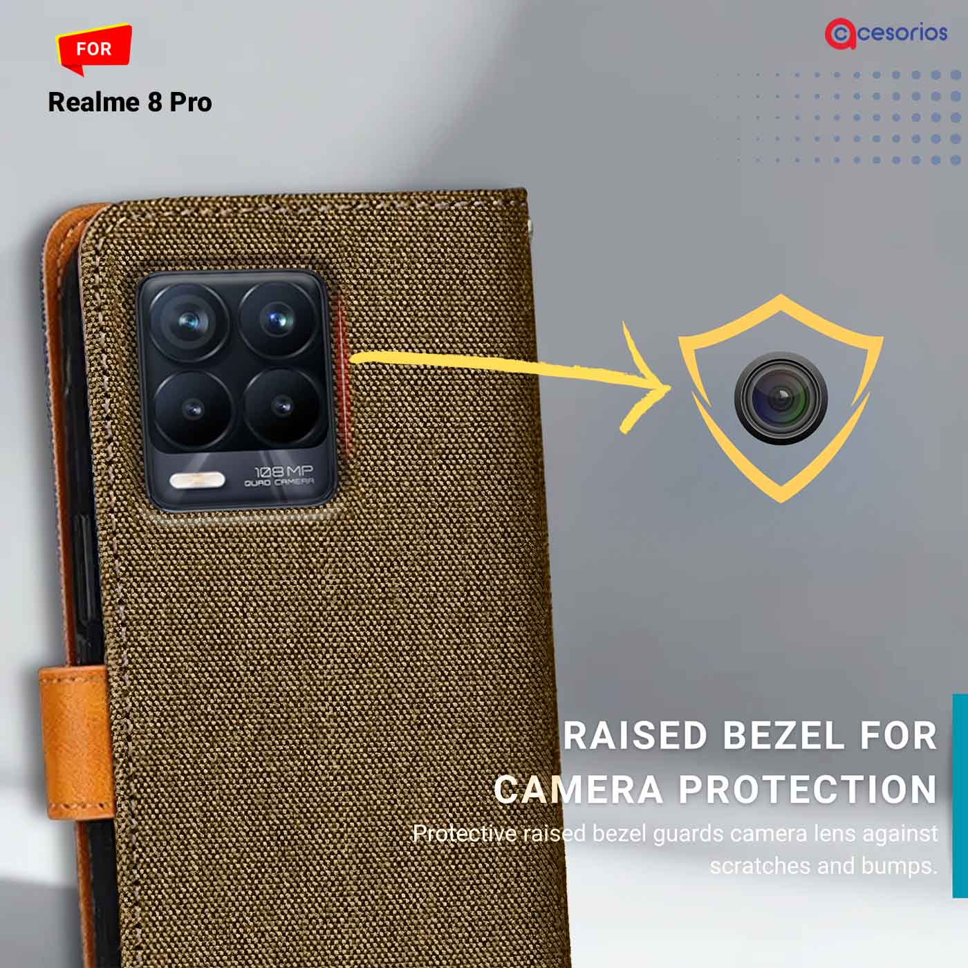 Denim & Leather back panel — Realme 8 Pro in Dark Brown mobile case