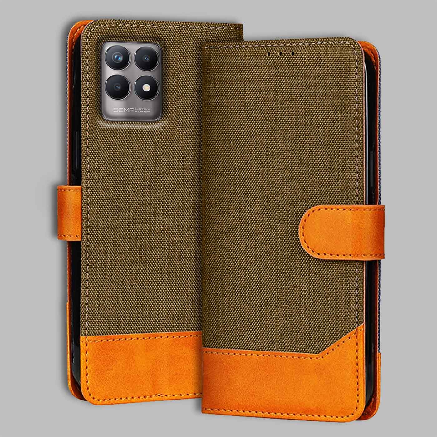 Accesorios Realme 8I denim flip cover – Dark Brown – Image 1 #color_dark b