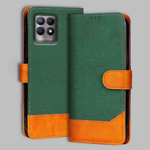 Realme 8I Flip Cover — Chambray, Forest Green after a year of daily use