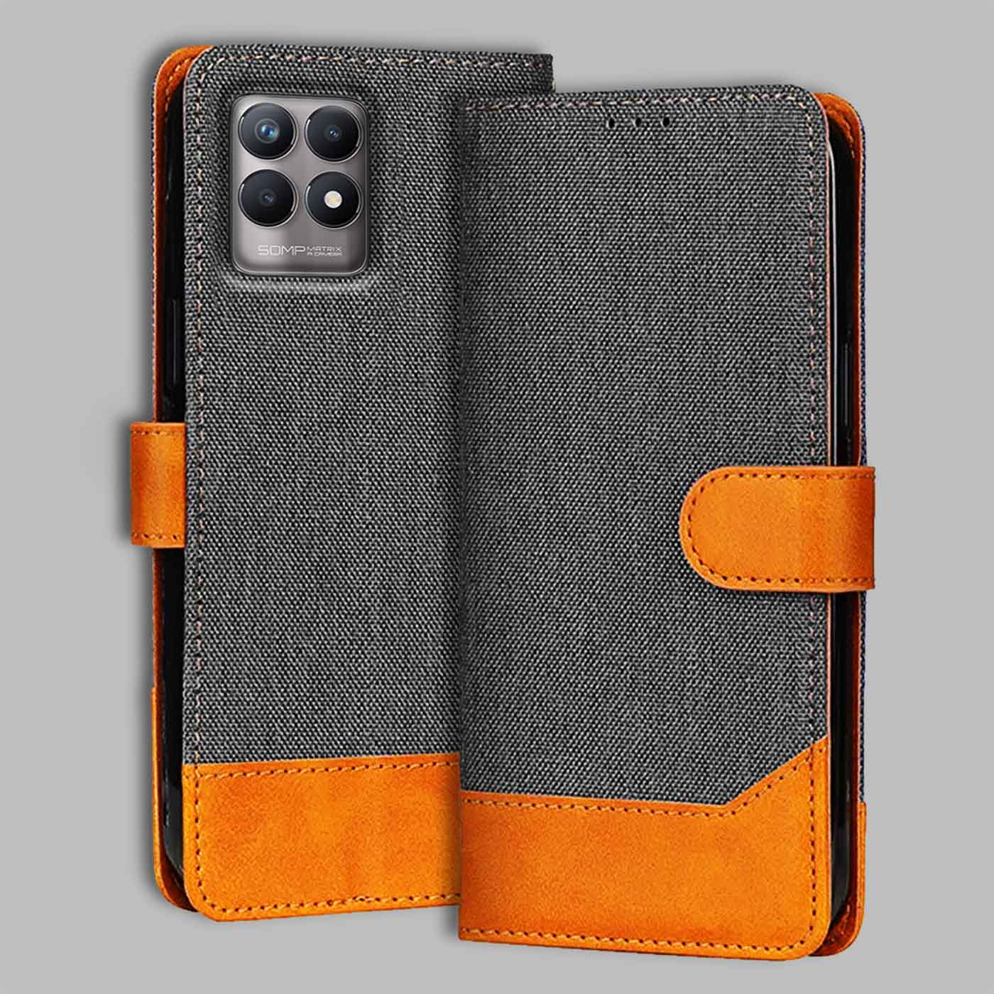 Accesorios Realme 8I denim flip cover – Grey – Image 1 #color_
