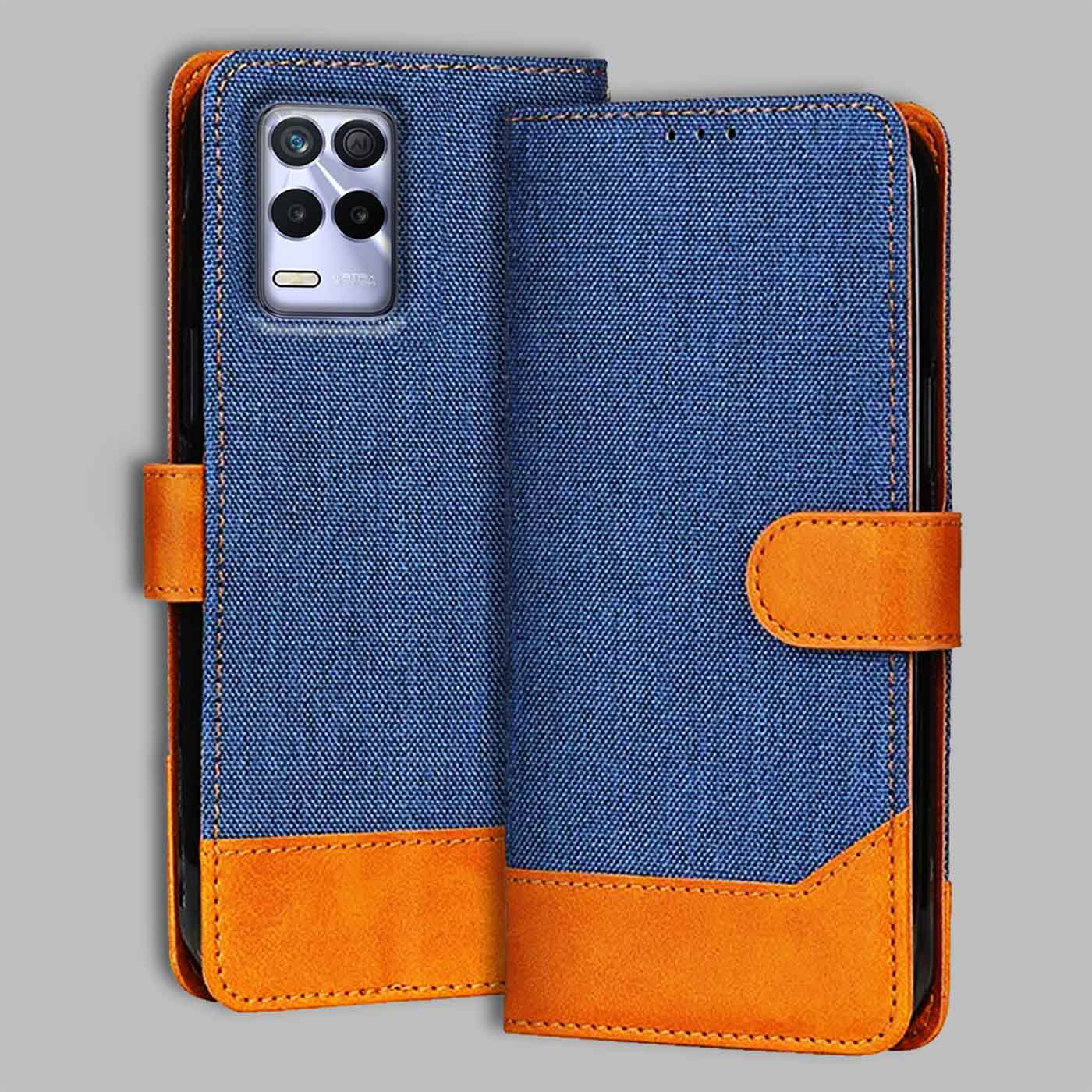 Realme 8S 5G flip cover in Blue — front view by Accesorios
