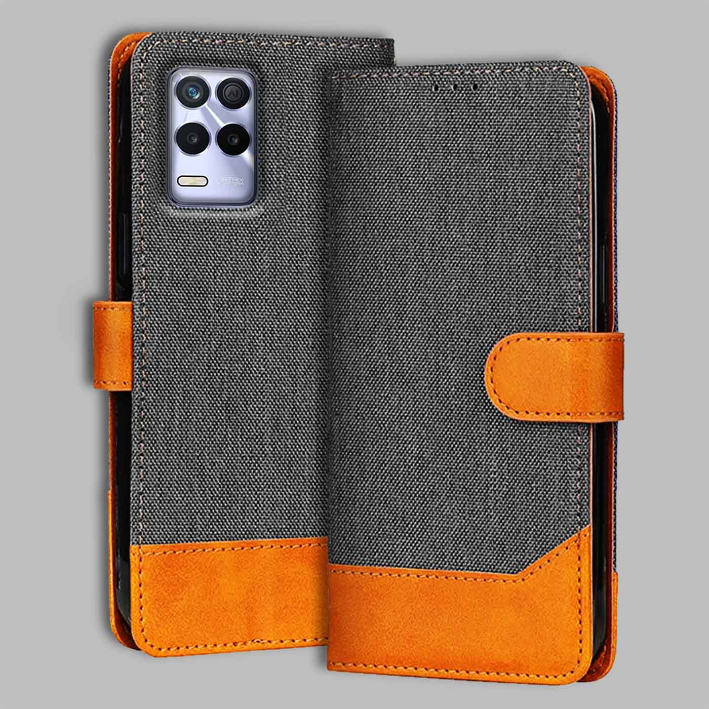 Accesorios Realme 8S 5G denim flip cover – Grey – Image 1 #color_