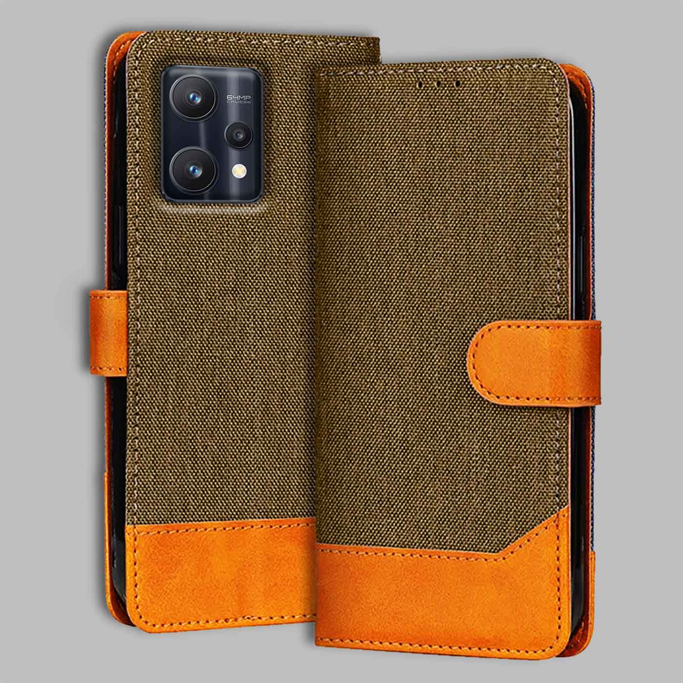 Accesorios Realme 9 Pro denim flip cover – Dark Brown – Image 1 #color_dark b