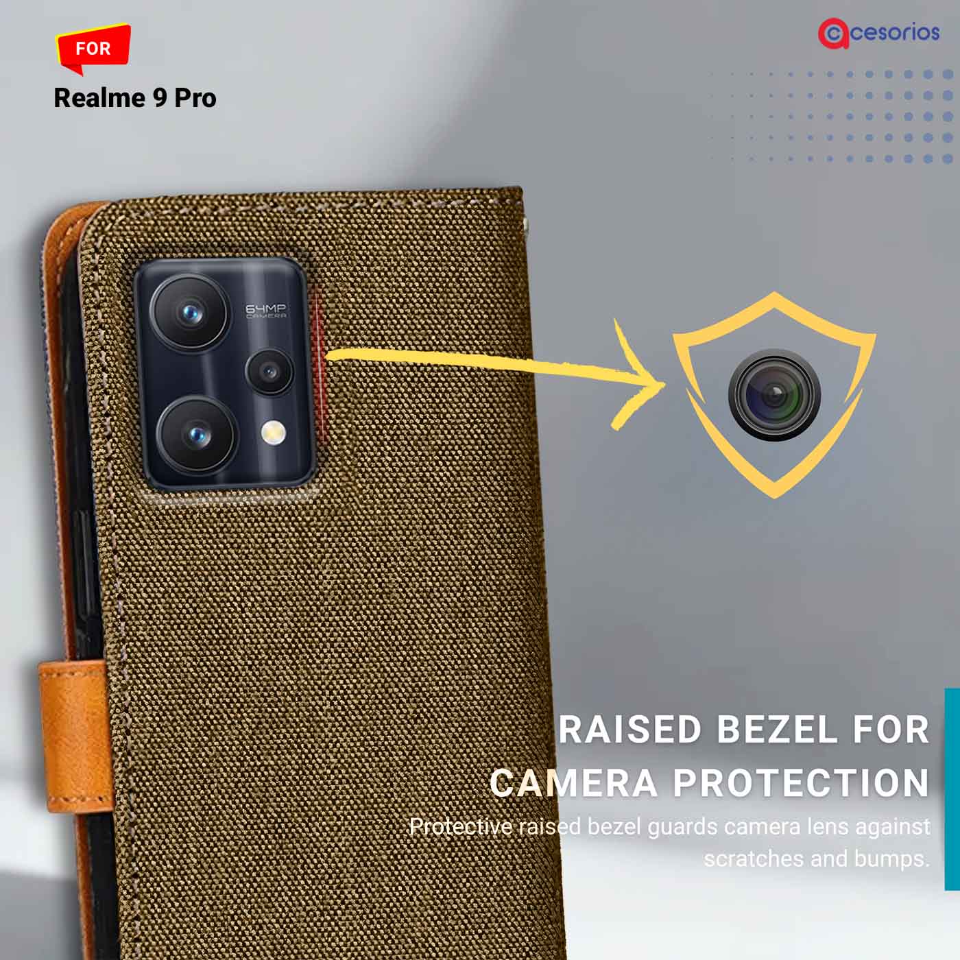 Denim & Leather back panel — Realme 9 Pro in Dark Brown mobile case