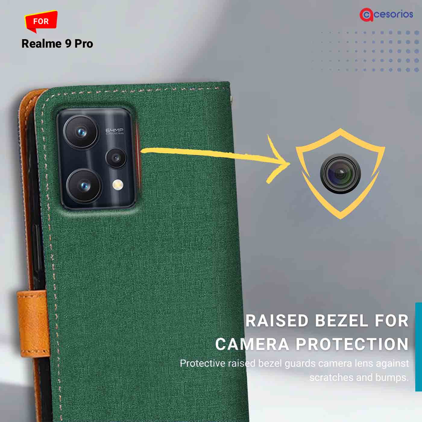 Accesorios Realme 9 Pro denim flip cover – Green – Image 2 #color_g