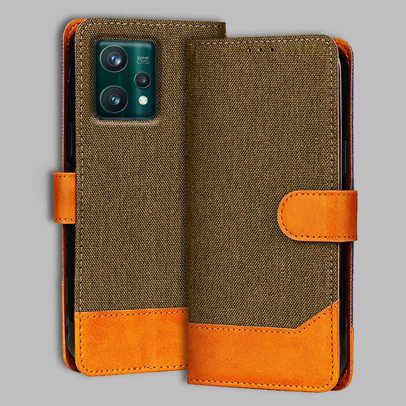 Accesorios Realme 9 Pro Plus denim flip cover – Dark Brown – Image 1 #color_dark b