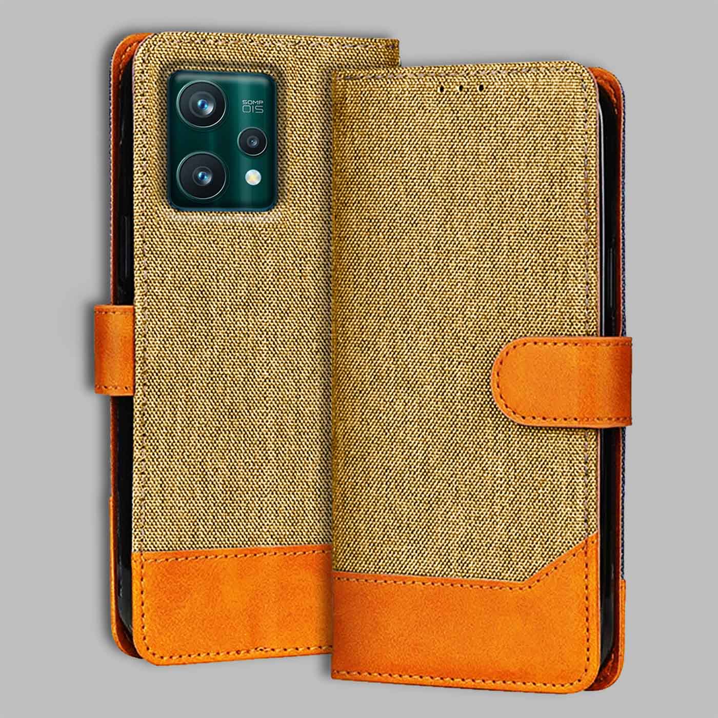 Accesorios Realme 9 Pro Plus denim flip cover – Light Brown – Image 1 #color_light b