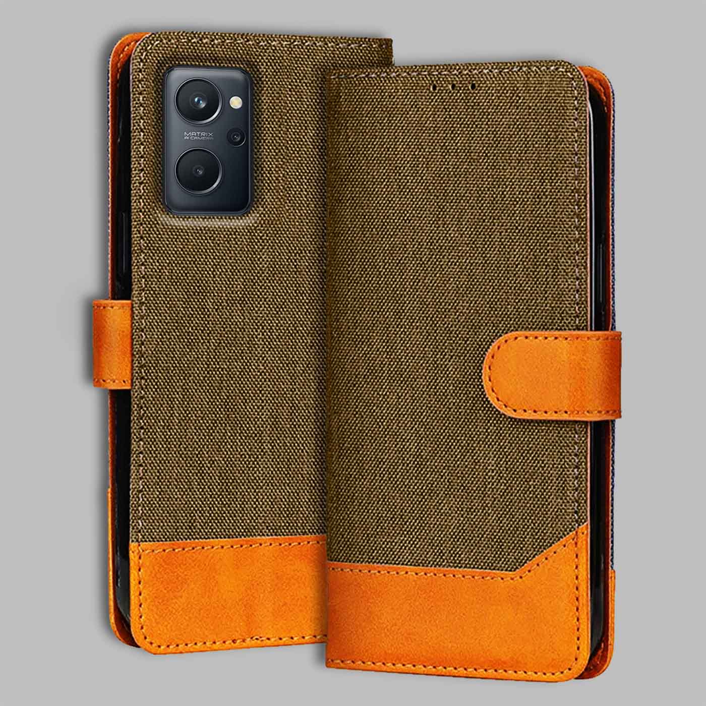 Accesorios Realme 9I 4G denim flip cover – Dark Brown – Image 1 #color_dark b