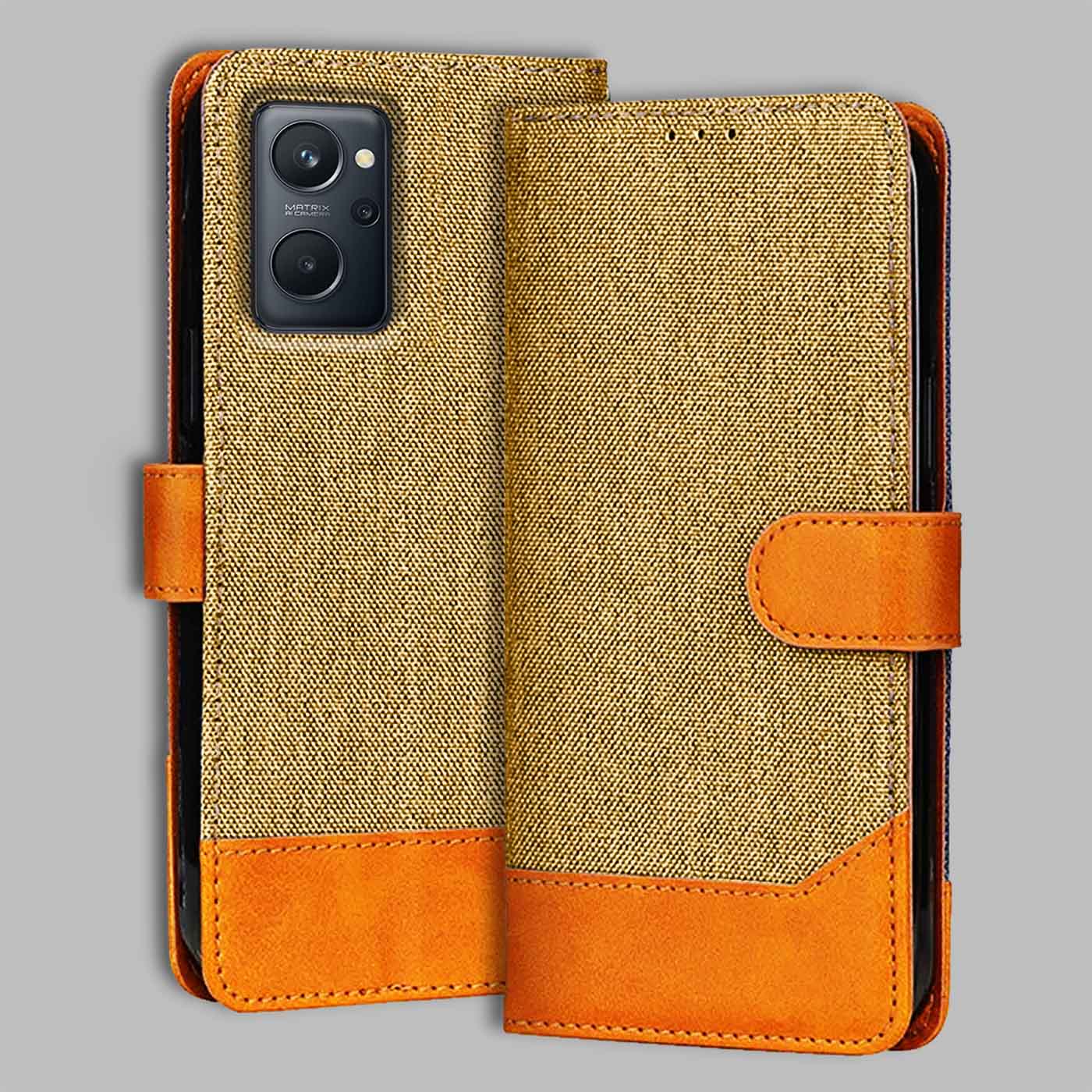 Accesorios Realme 9I 4G denim flip cover – Light Brown – Image 1 #color_light b