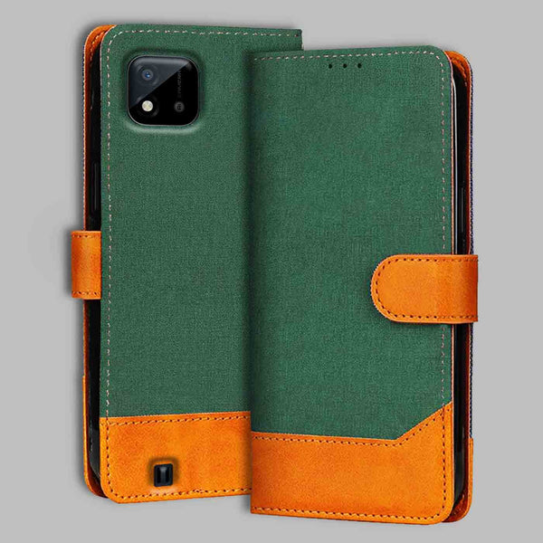 Realme C20 Flip Cover — Chambray, Forest Green after a year of daily use