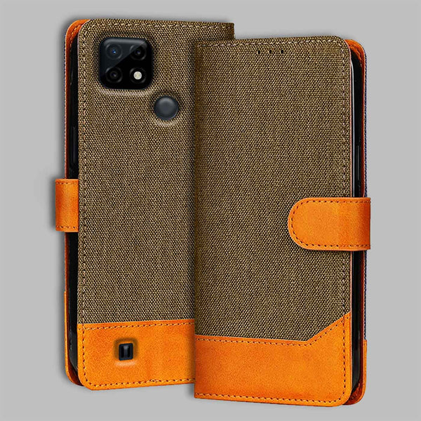 Realme C21 Flip Cover — Denim, Walnut Brown after a year of daily use