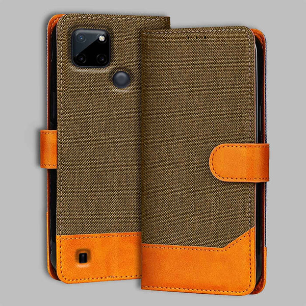 Realme C21Y Flip Cover — Denim, Walnut Brown after a year of daily use