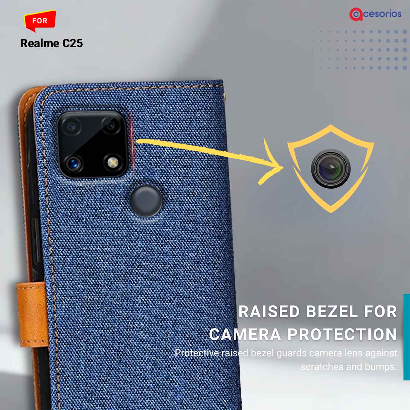 Accesorios Realme C25 denim flip cover – Blue – Image 2 #color_
