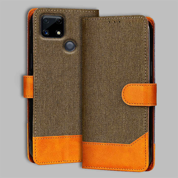 Realme C25 Flip Cover — Denim, Walnut Brown after a year of daily use