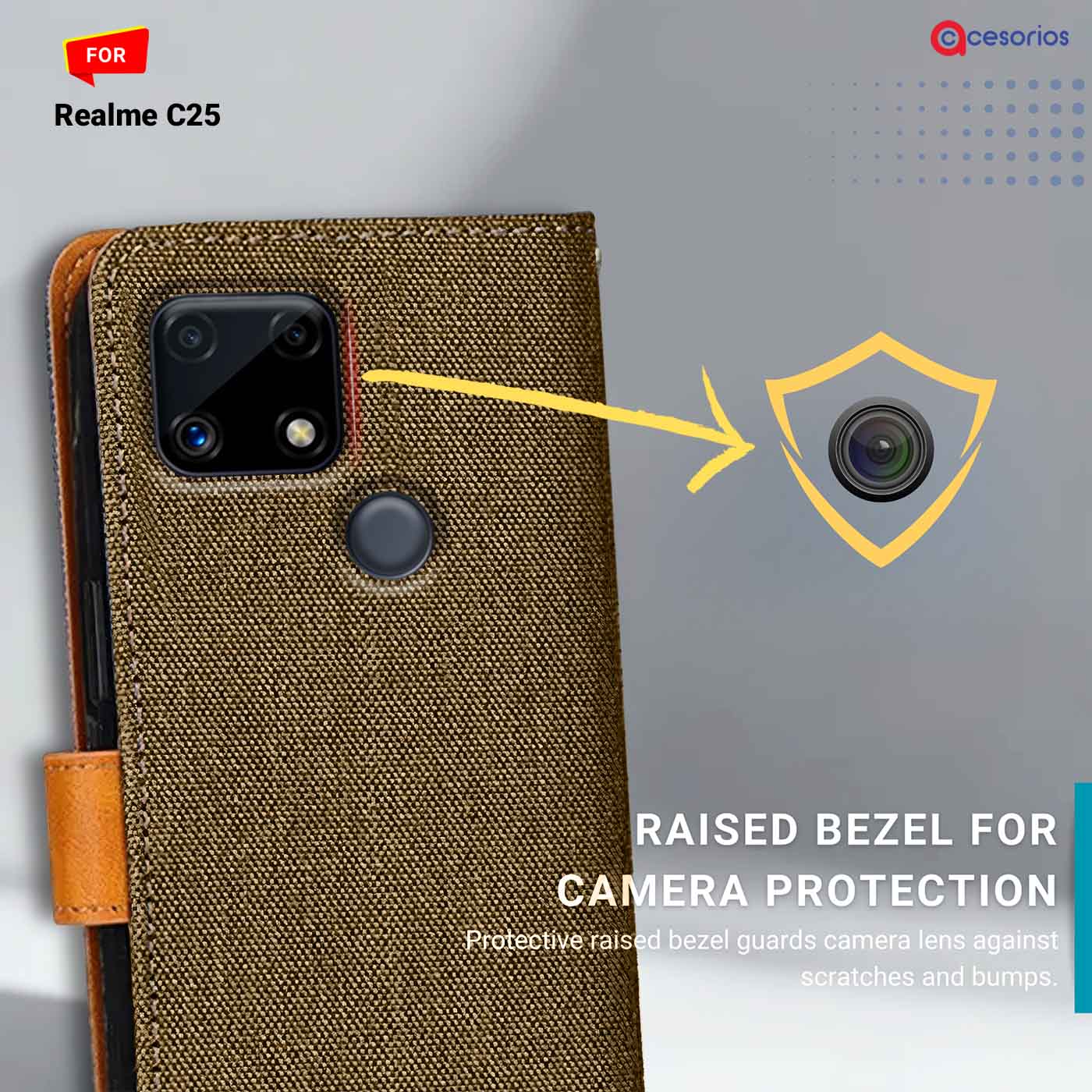 Accesorios Realme C25 denim flip cover – Dark Brown – Image 2 #color_dark b
