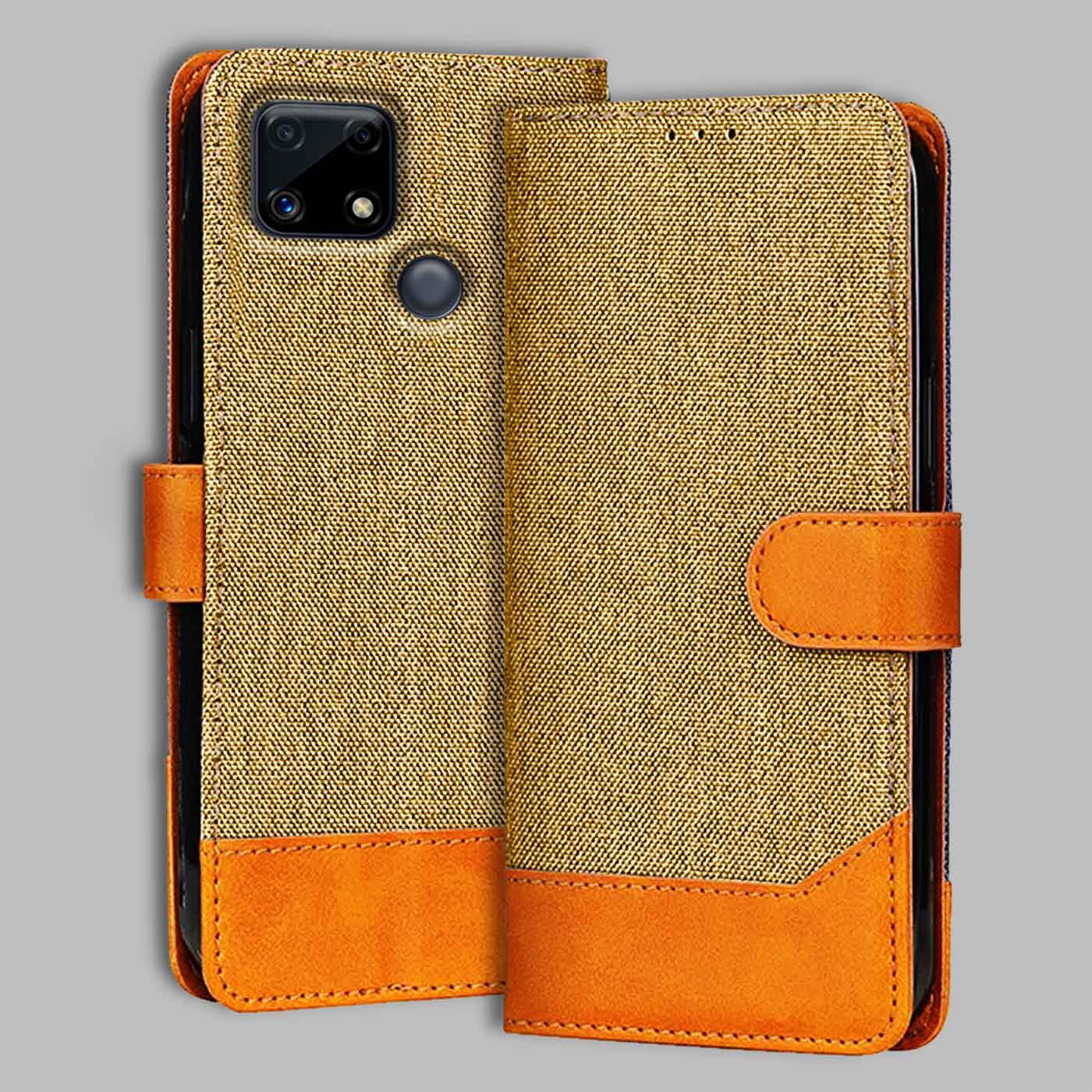 Accesorios Realme C25S denim flip cover – Light Brown – Image 1 #color_light b