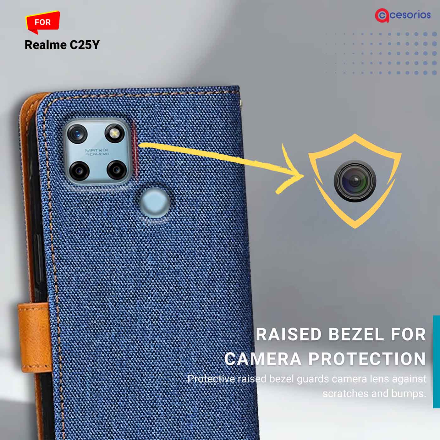 Accesorios Realme C25Y denim flip cover – Blue – Image 2 #color_
