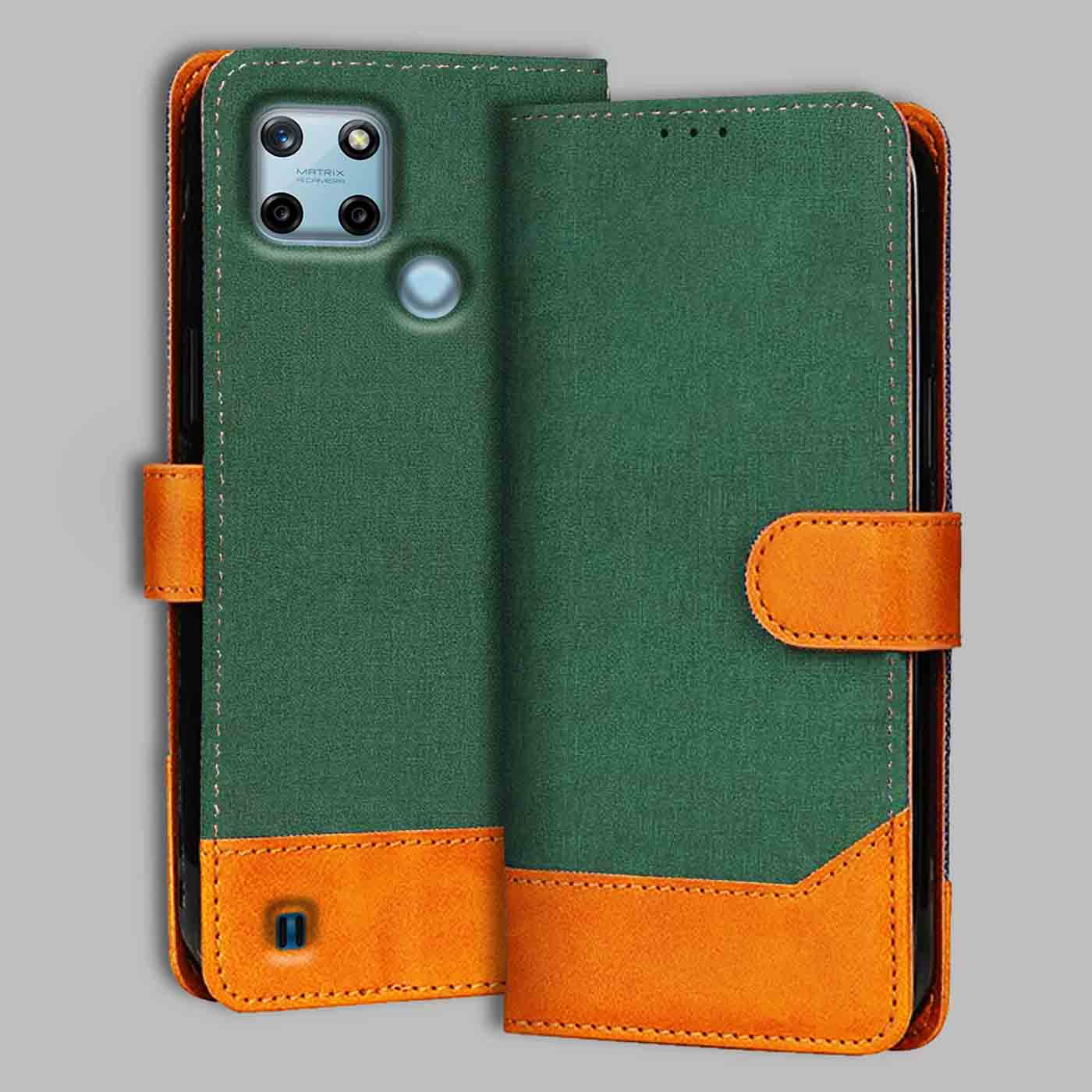 Realme C25Y flip cover in Green — front view by Accesorios