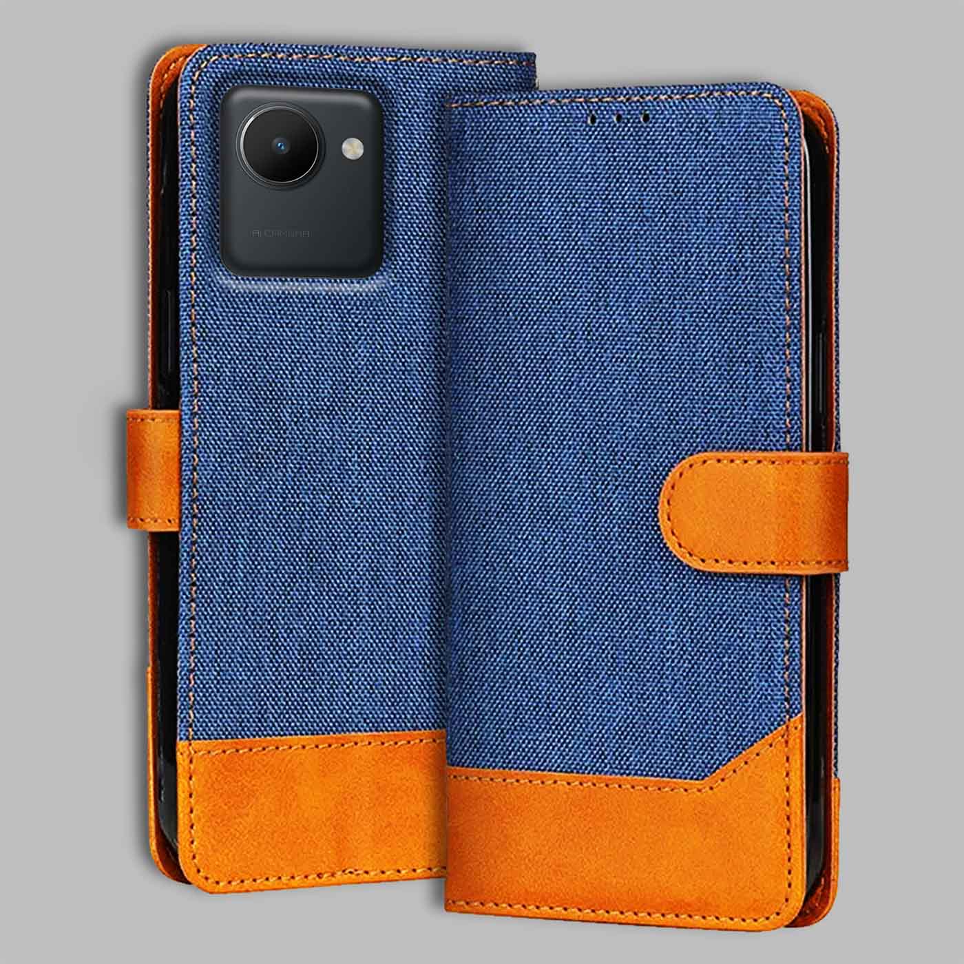 Realme C30 flip cover in Blue — front view by Accesorios