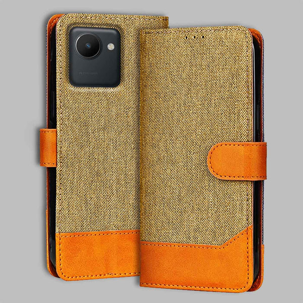 Realme C30 Flip Cover — Denim, Camel Beige after a year of daily use