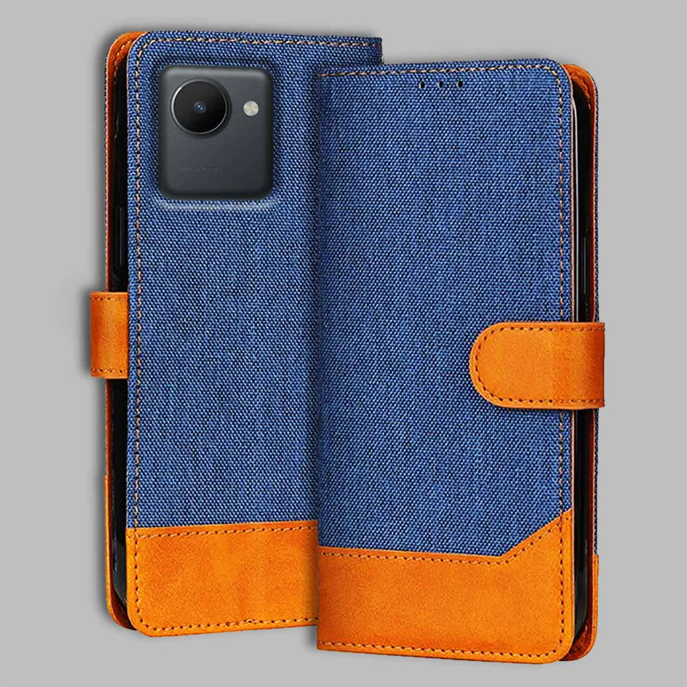 Realme C30S flip cover in Blue — front view by Accesorios