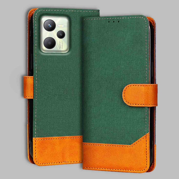 Realme C35 Flip Cover — Chambray, Forest Green after a year of daily use