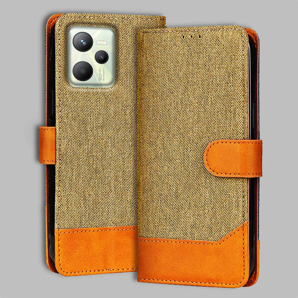 Realme C35 Flip Cover — Denim, Camel Beige after a year of daily use
