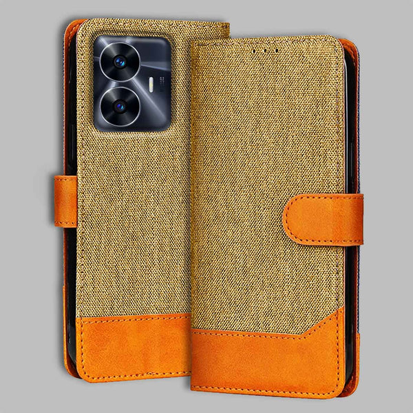 Realme C55 Flip Cover — Denim, Camel Beige after a year of daily use