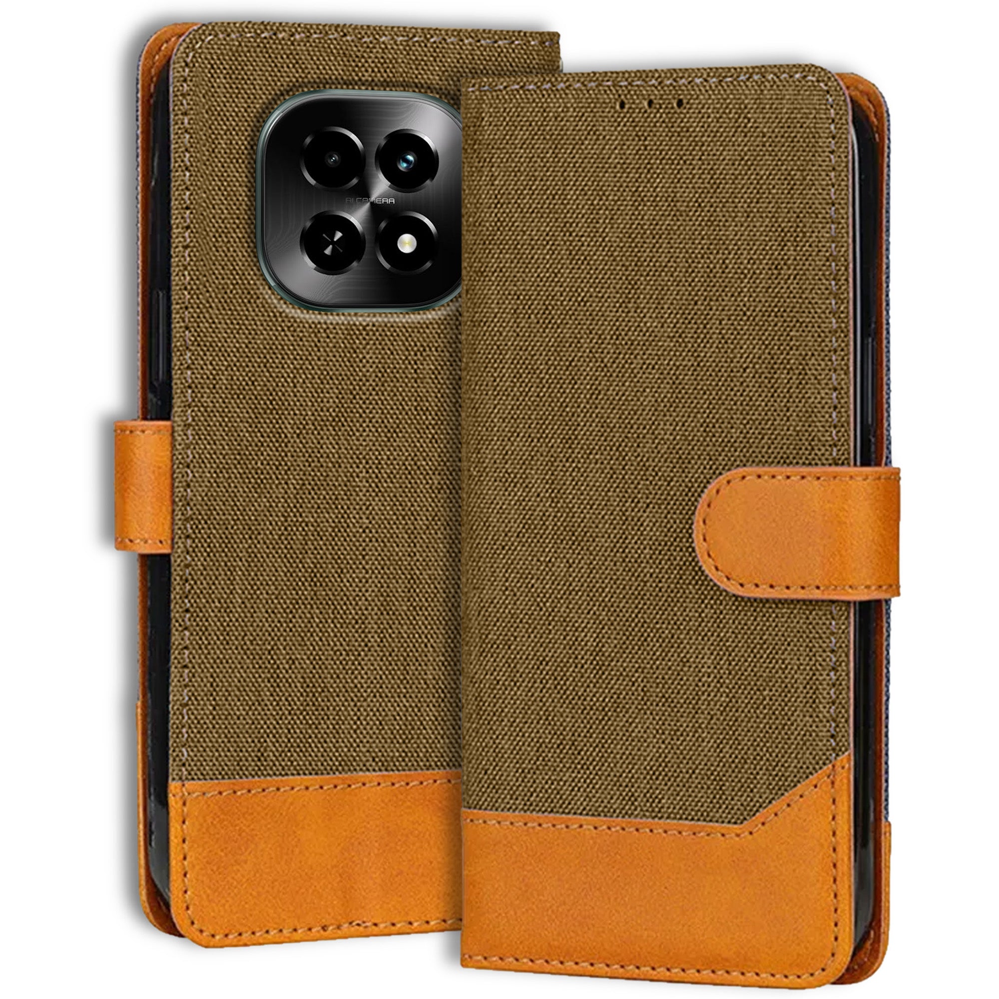 Accesorios Realme C63 5G denim flip cover – Dark Brown – Image 1 #color_dark brown