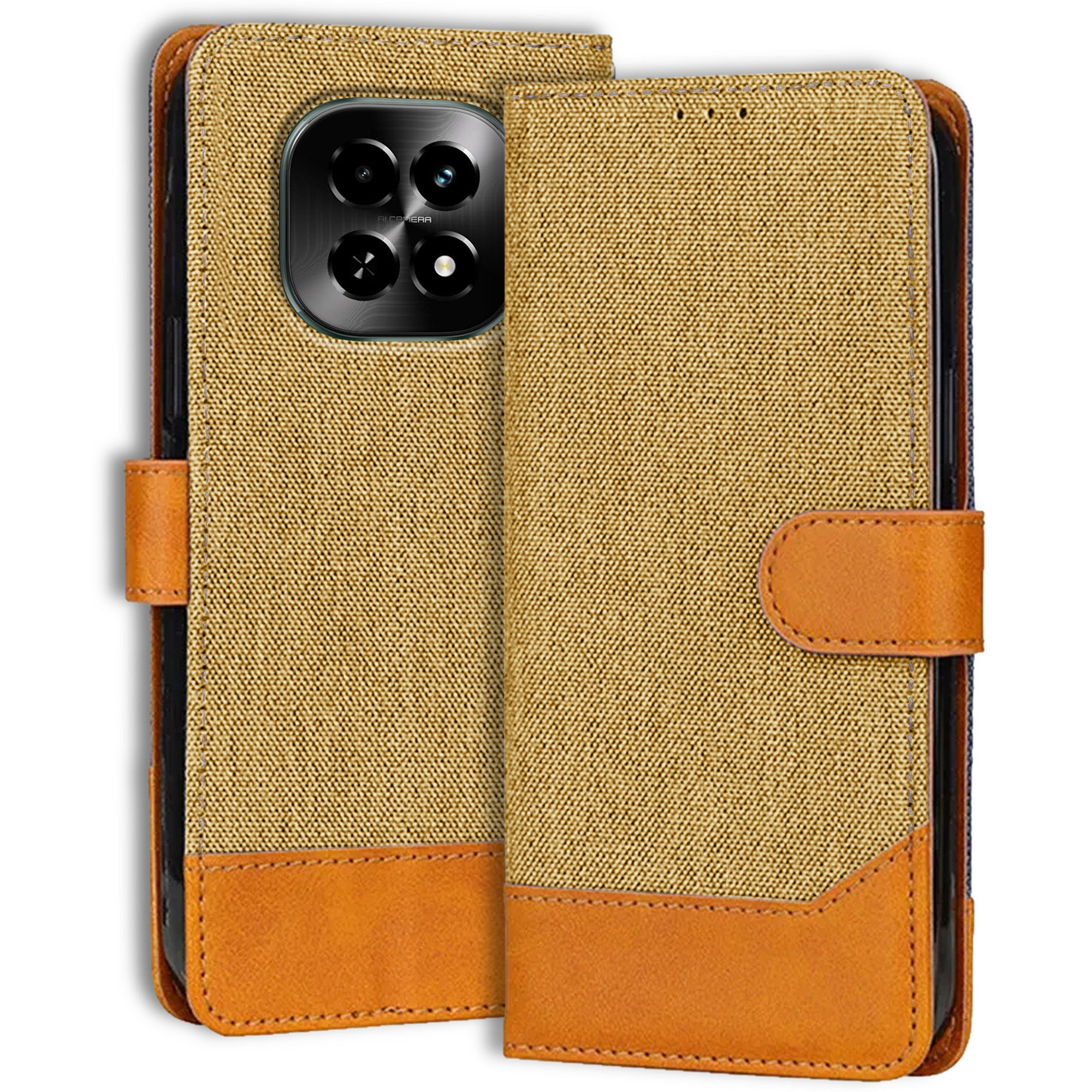 Accesorios Realme C63 5G denim flip cover – Light Brown – Image 1 #color_light brown