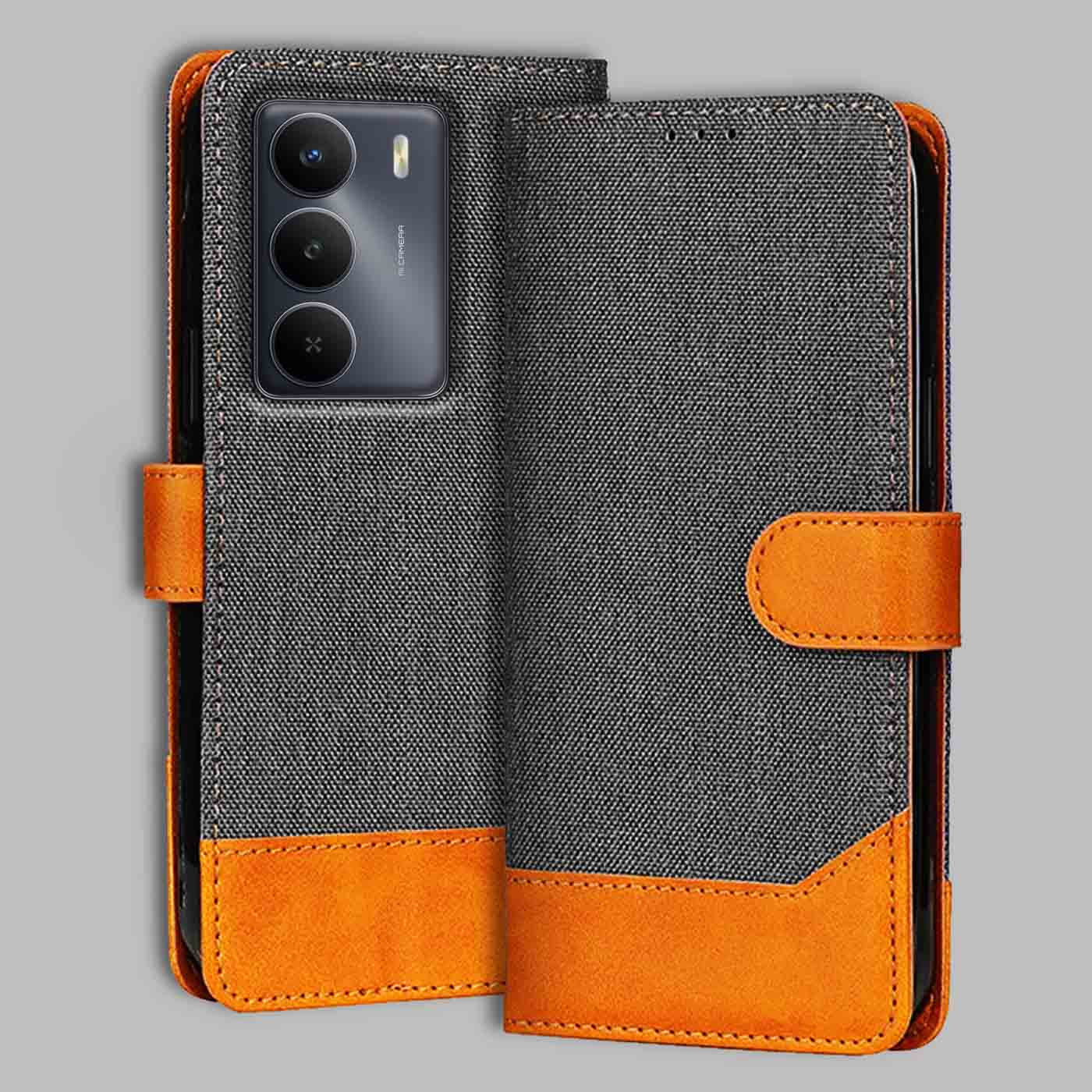 Realme C73 5G flip cover in Grey — front view by Accesorios