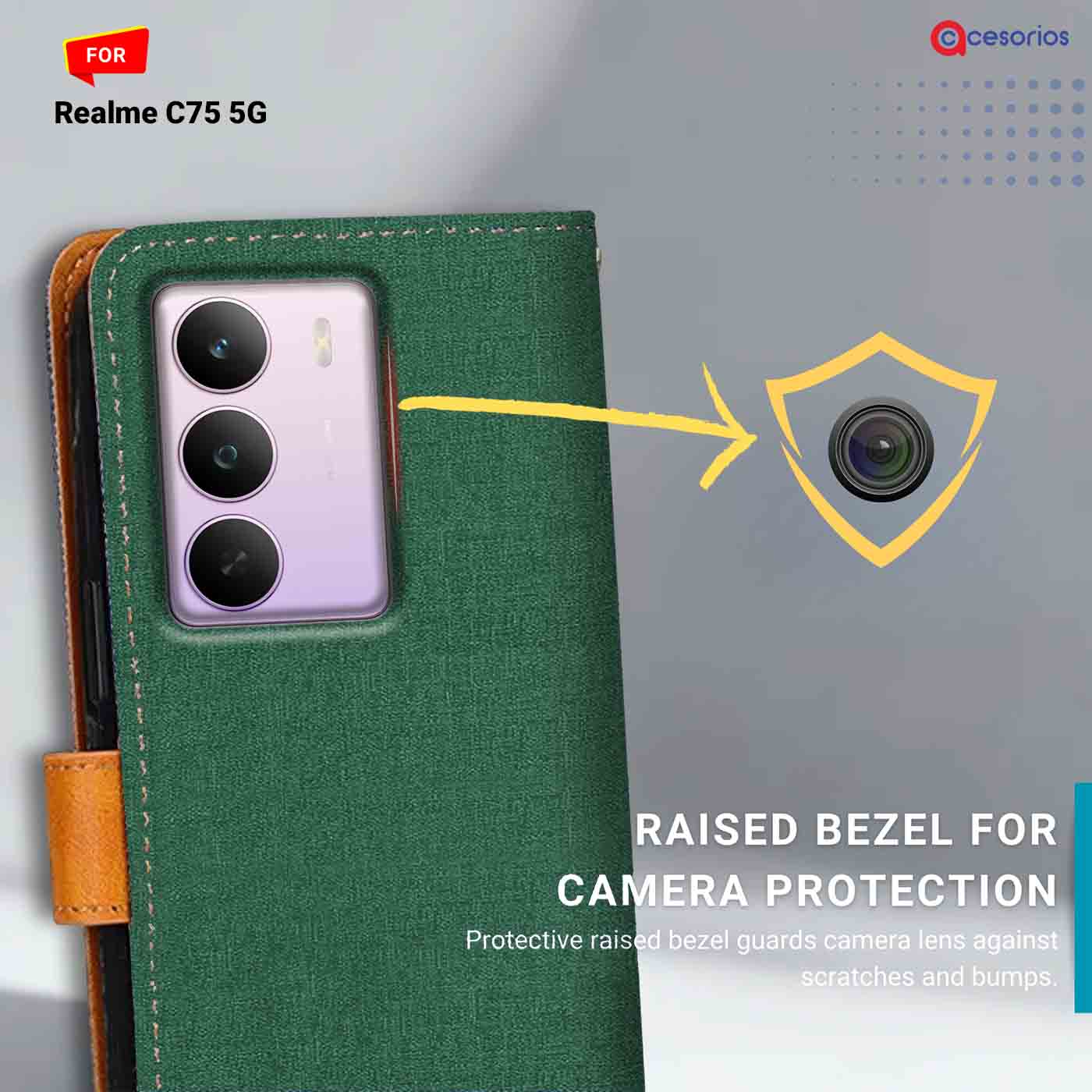 Canvas & Suede back panel — Realme C75 5G in Green mobile case