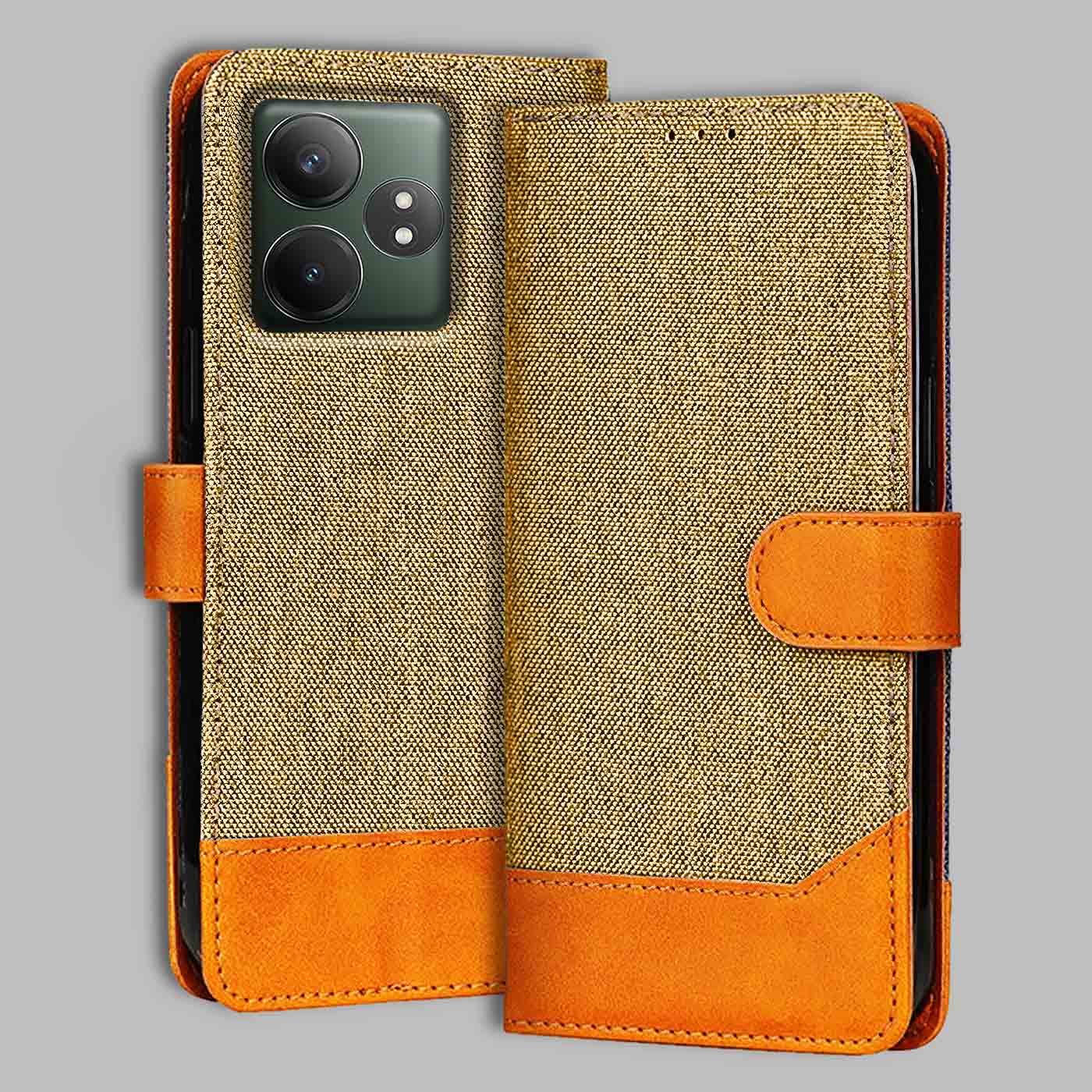 Accesorios Realme Gt 6T 5G denim flip cover – Light Brown – Image 1 #color_light b