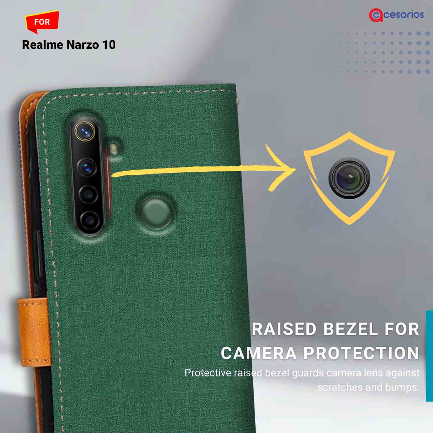 Accesorios Realme Narzo 10 denim flip cover – Green – Image 2 #color_g