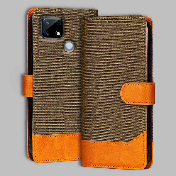 Realme Narzo 20 Flip Cover — Denim, Walnut Brown after a year of daily use
