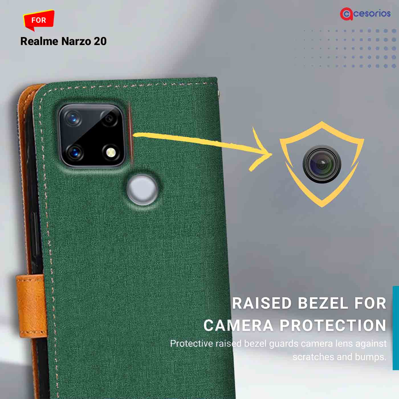 Accesorios Realme Narzo 20 denim flip cover – Green – Image 2 #color_g