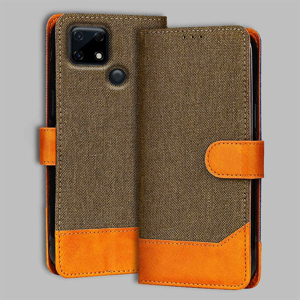 Realme Narzo 30A Flip Cover — Denim, Walnut Brown after a year of daily use
